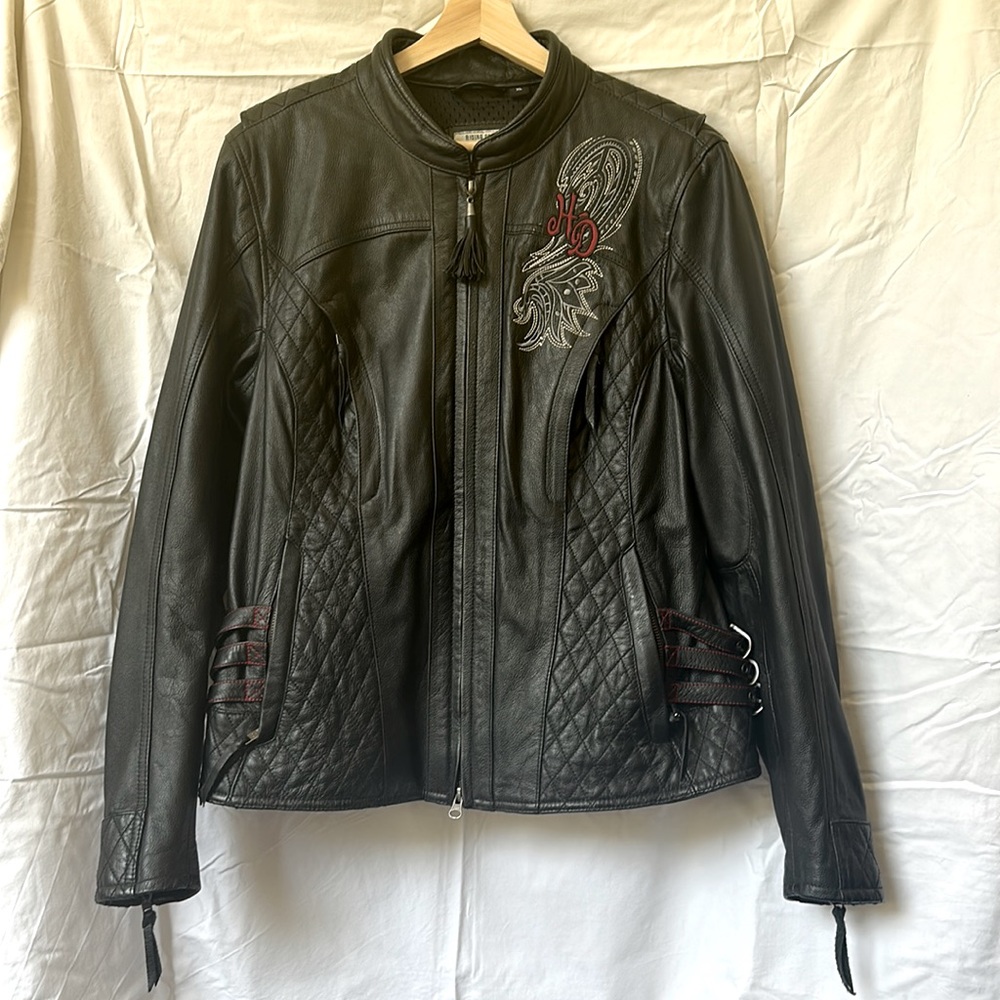 Harley Davidson Genuine Cowhide Leather Riding Jacket, Size : XL, 2 Waist Pocket